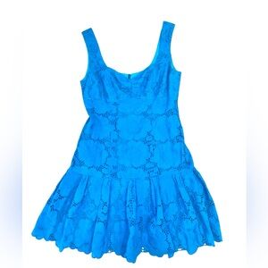 Nanette Lepore Arriba Mini Dress embroidered vibrant blue size 4